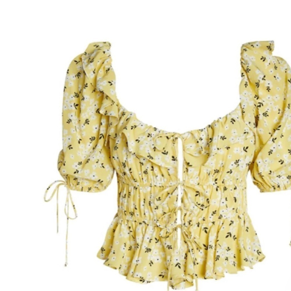 Floral Ruffle Yellow Top - Picture 4 of 5